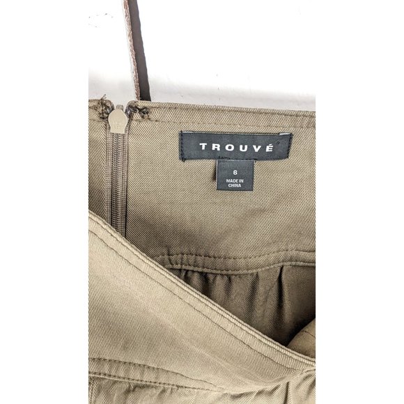 Trouve dark khaki tencel pleated belt buckle short trouser shorts 6 - Picture 4 of 6